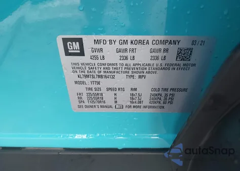 2021 Chevrolet Trailblazer Fwd Rs z USA, uszkodzony, nr VIN KL79MTSL7MB164132